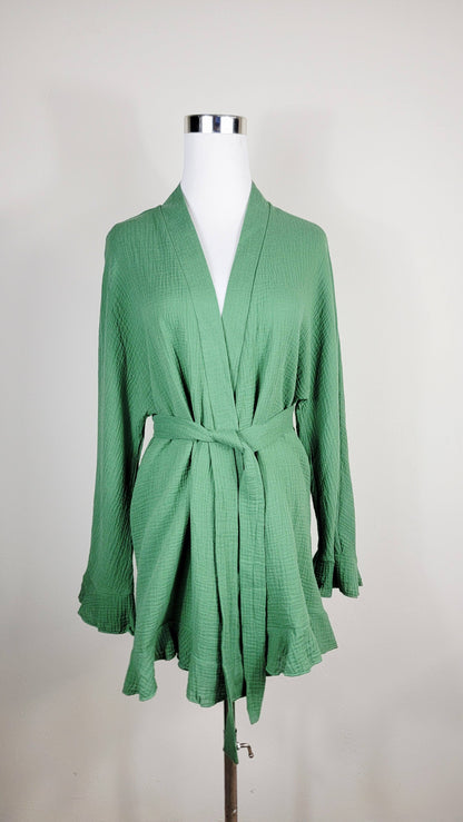 Muslin Cotton 2-Piece Lounge Set – Top & Short Green