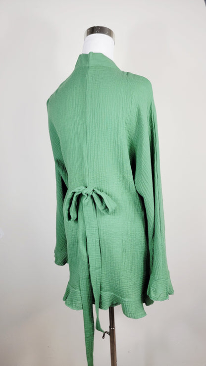Muslin Cotton 2-Piece Lounge Set – Top & Short Green