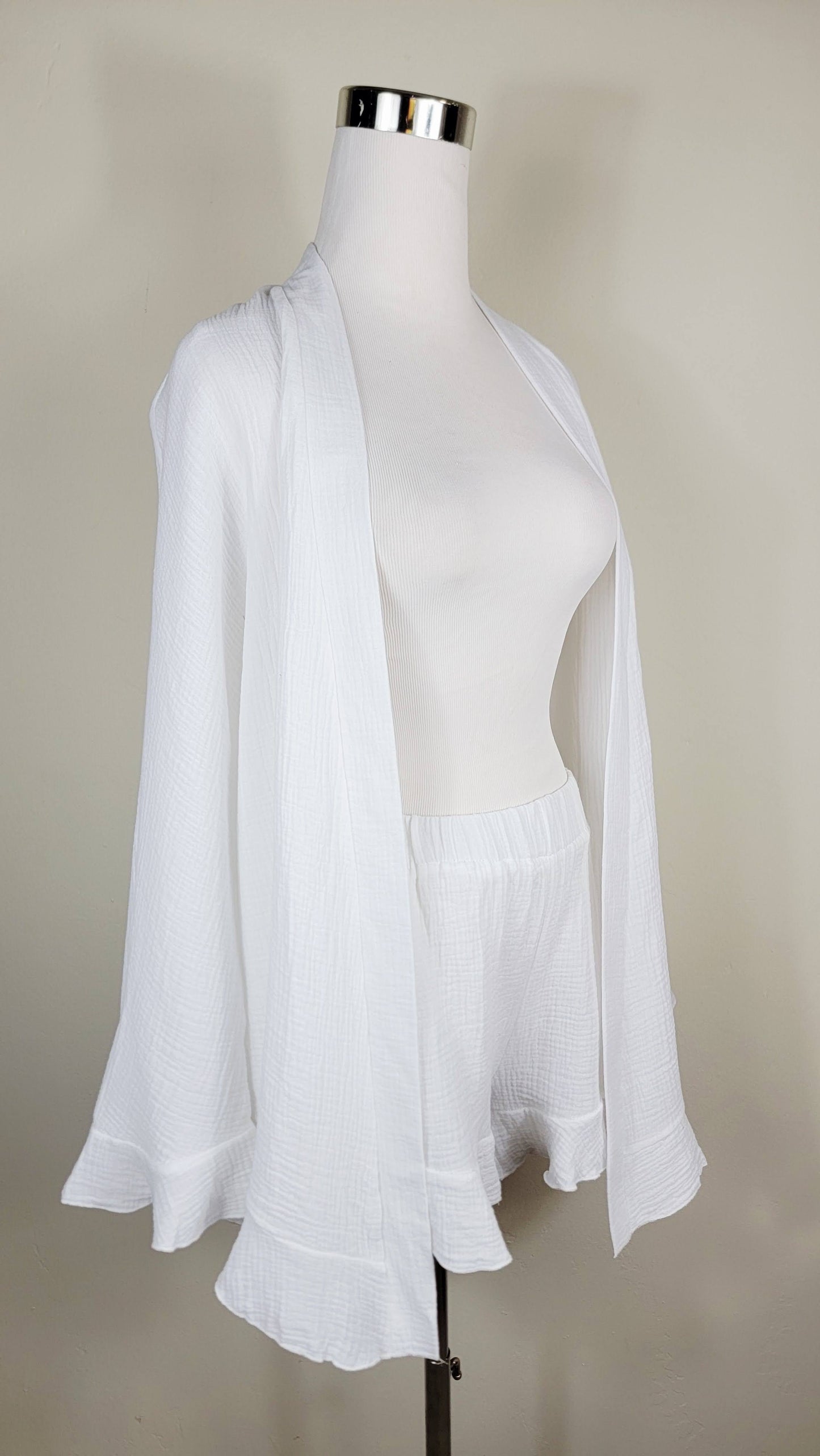 Muslin Cotton 2-Piece Lounge Set – Top & Short White