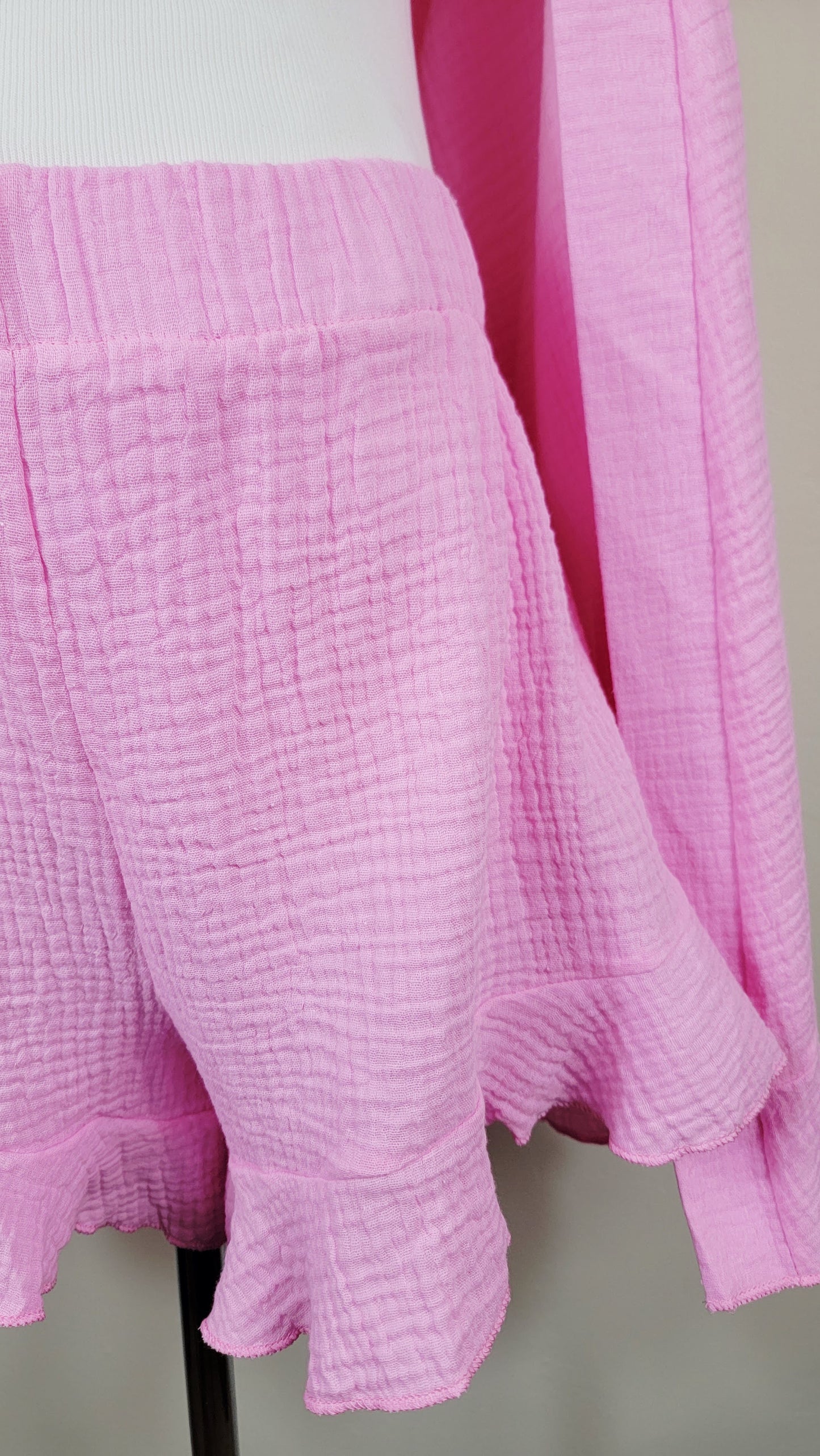 Muslin Cotton 2-Piece Lounge Set – Top & Short Pink