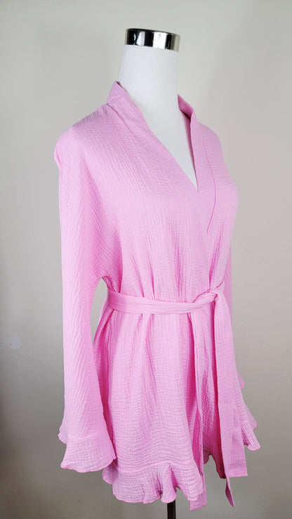 Muslin Cotton 2-Piece Lounge Set – Top & Short Pink