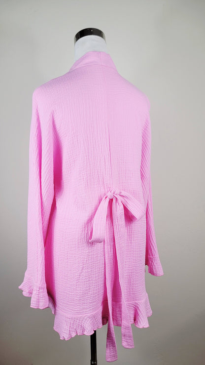 Muslin Cotton 2-Piece Lounge Set – Top & Short Pink