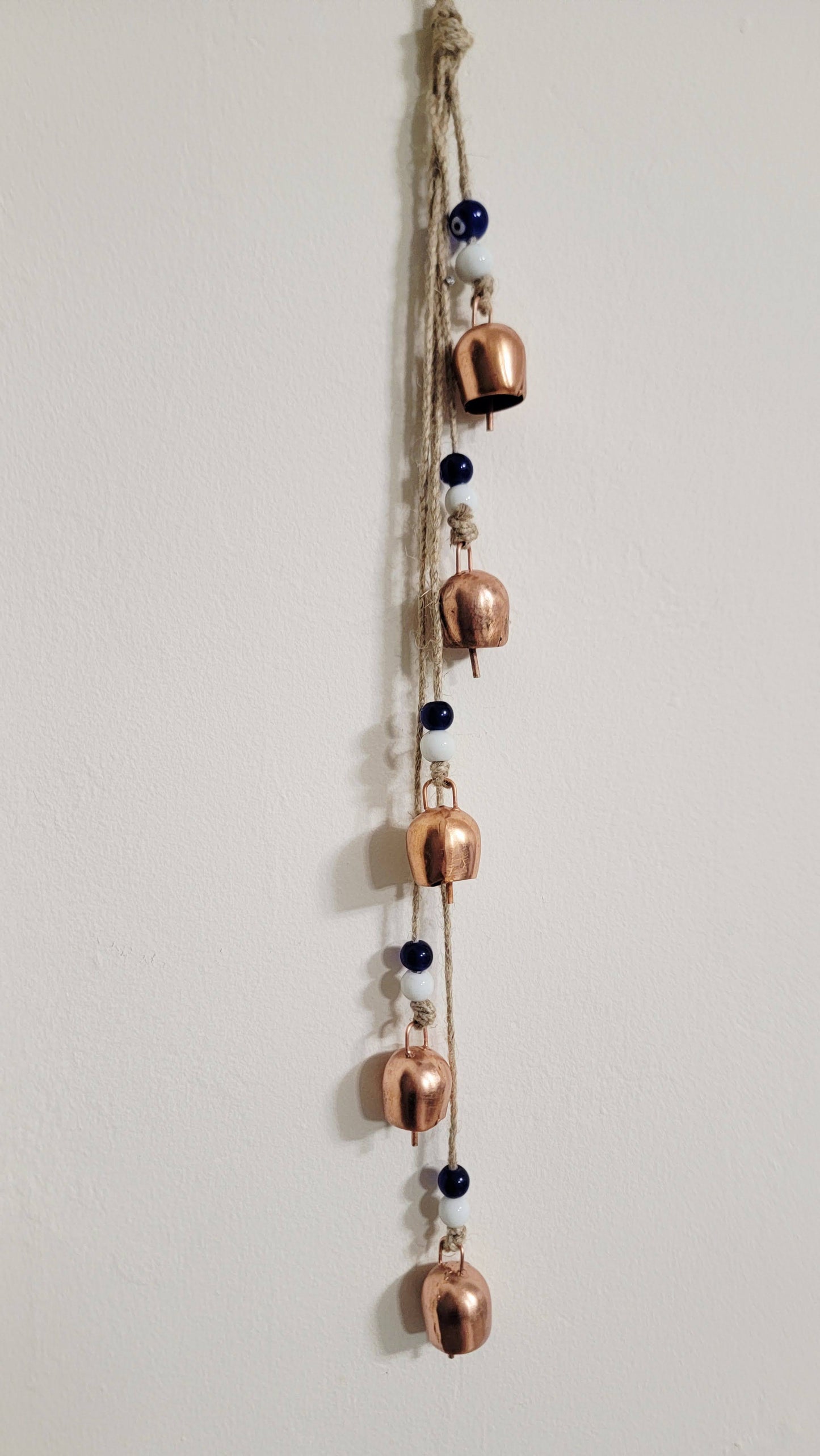 Copper Bell Wind Chime with Evil Eye Beads, Outdoor Garden Decor