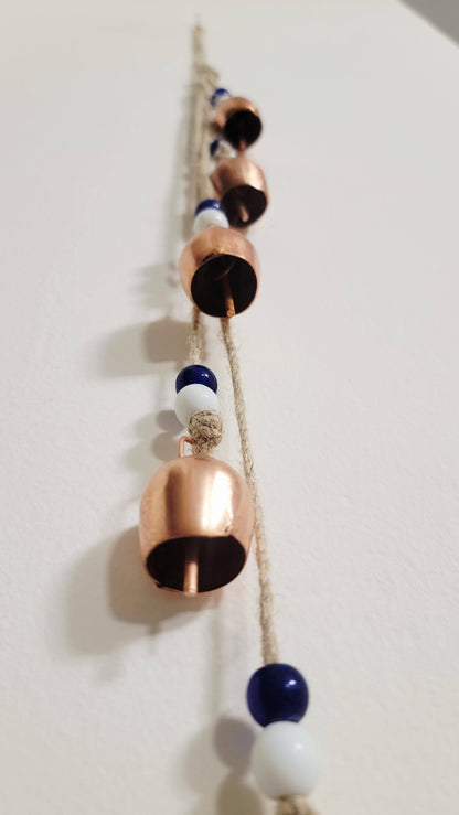Copper Bell Wind Chime with Evil Eye Beads, Outdoor Garden Decor