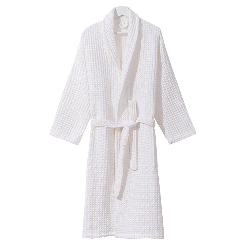 Luxury Cotton Waffle Bathrobe, Unisex Knee Length Spa, Hotel Robe