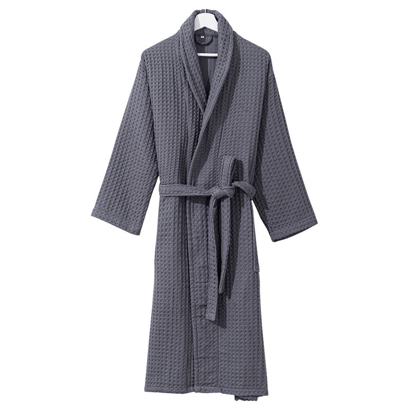 Luxury Cotton Waffle Bathrobe, Unisex Knee Length Spa, Hotel Robe