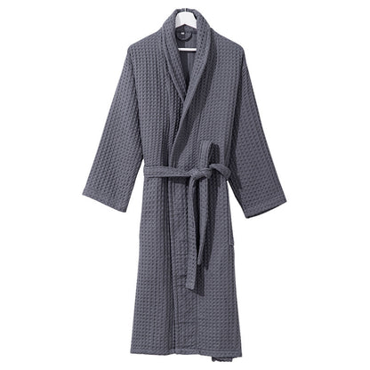 Luxury Cotton Waffle Bathrobe, Unisex Knee Length Spa, Hotel Robe