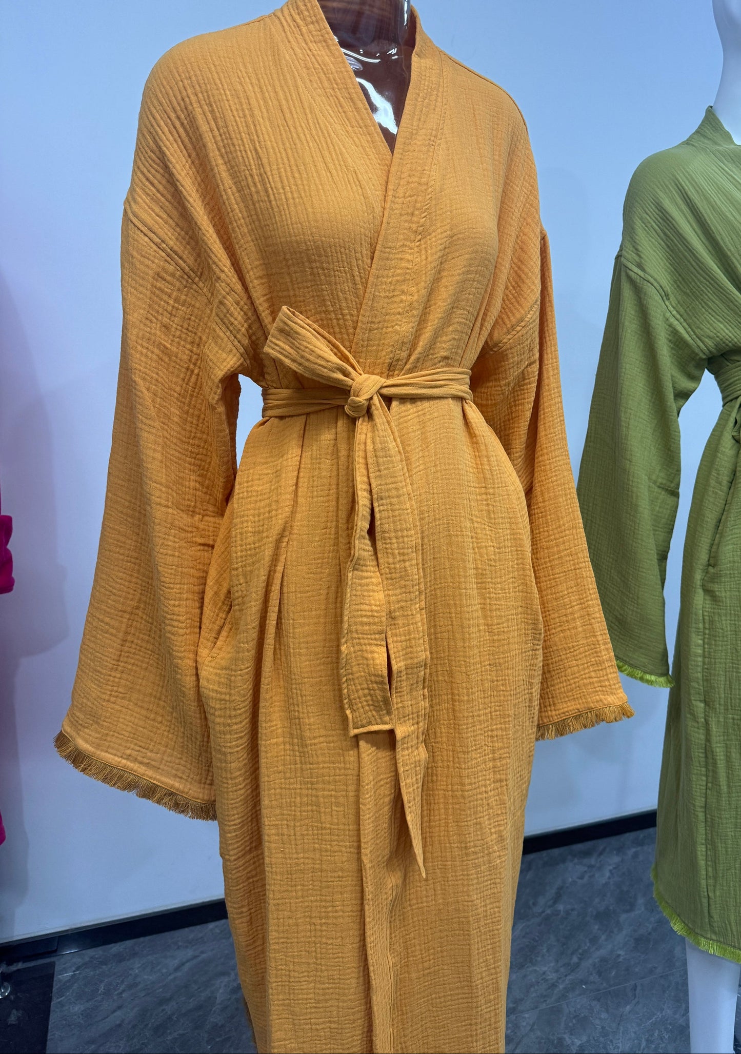 Cotton Muslin Robe, Lightweight Kimono Lounge Robe for Women