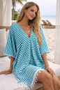 One Size Everyday Cover Up Towel – Beach Perfect , Pom Pom Blue