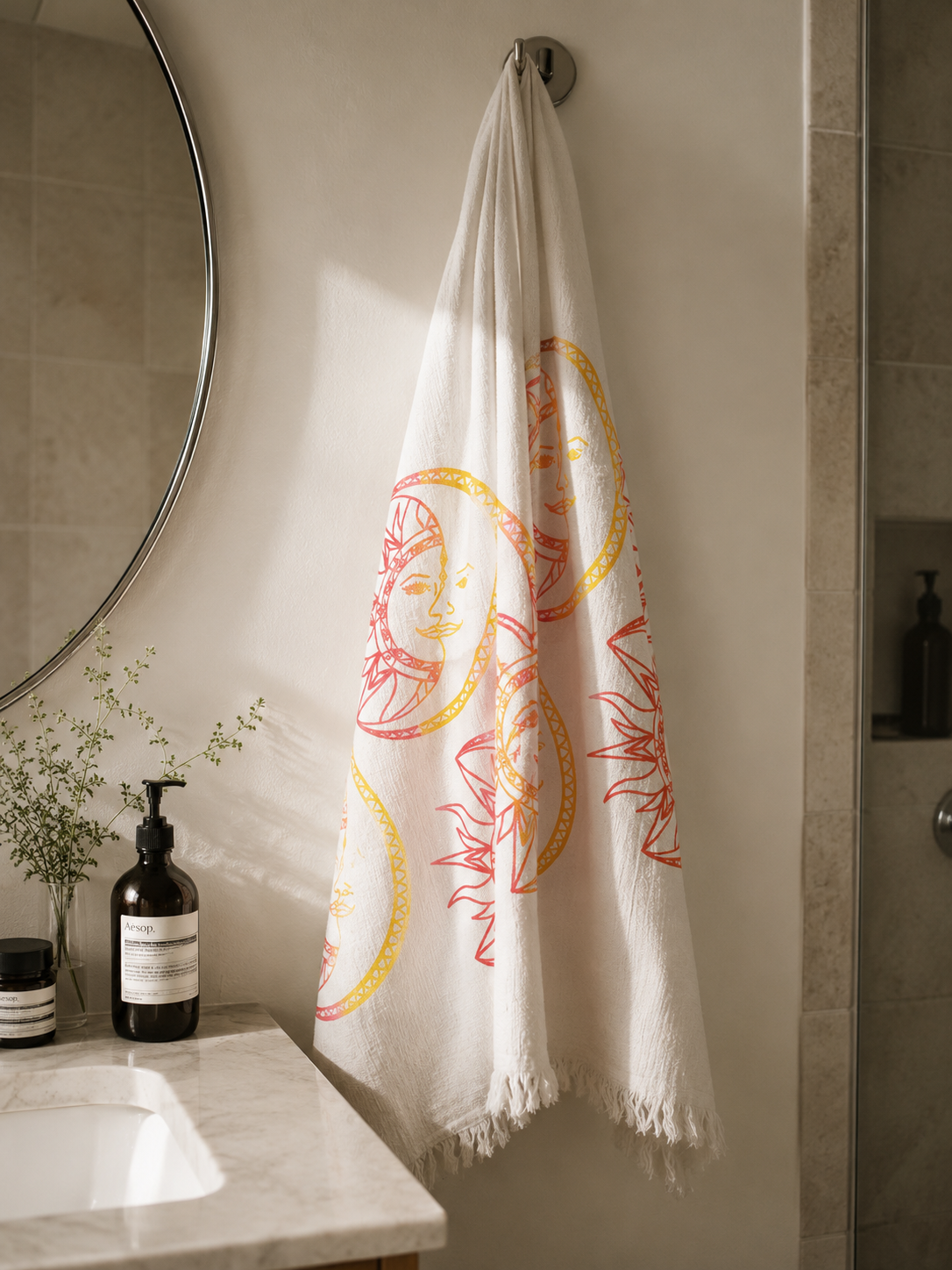 Quick Dry Bath Beach Pool and Spa Towel Soft Lightweight Oversized - Sun and moon