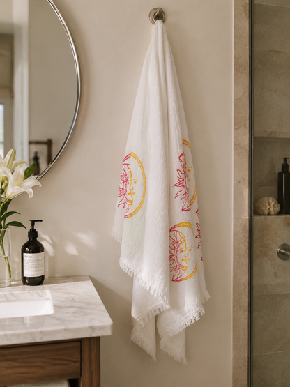 Quick Dry Bath Beach Pool and Spa Towel Soft Lightweight Oversized - Sun and moon