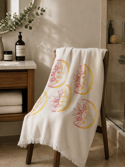 Quick Dry Bath Beach Pool and Spa Towel Soft Lightweight Oversized - Sun and moon