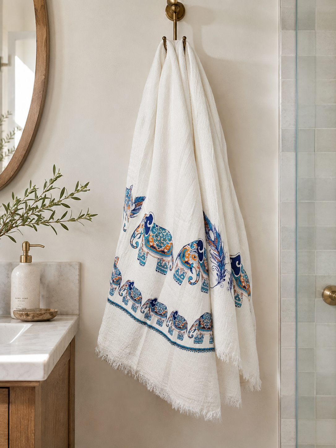 Quick Dry Bath Beach Pool and Spa Towel Soft Lightweight Oversized -Elephant