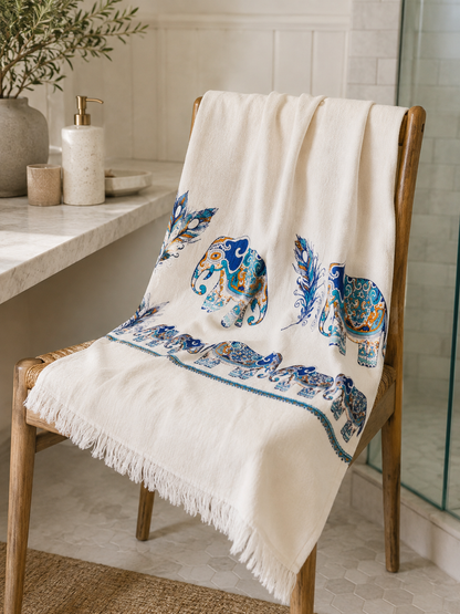 Quick Dry Bath Beach Pool and Spa Towel Soft Lightweight Oversized -Elephant