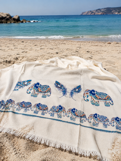 Quick Dry Bath Beach Pool and Spa Towel Soft Lightweight Oversized -Elephant