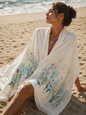 Quick Dry Bath Beach Pool and Spa Towel Soft Lightweight Oversized Green Flower