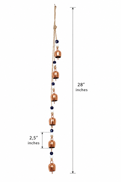 Copper Bell Wind Chime with Evil Eye Beads, Outdoor Garden Decor
