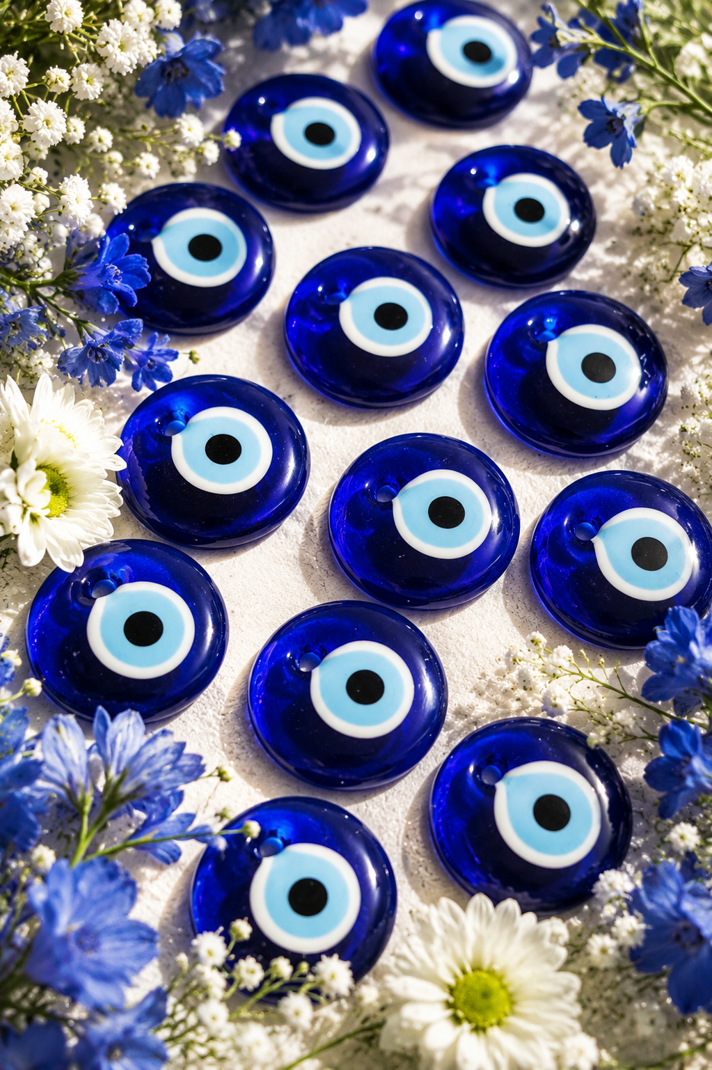 Hand Blown Glass Evil Eye Bead Charm 4 Color DIY Home Decor