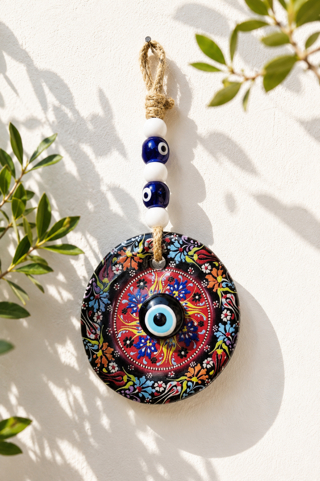 Traditional Mediterranean Glass Evil Eye Wall Decor, Ottoman