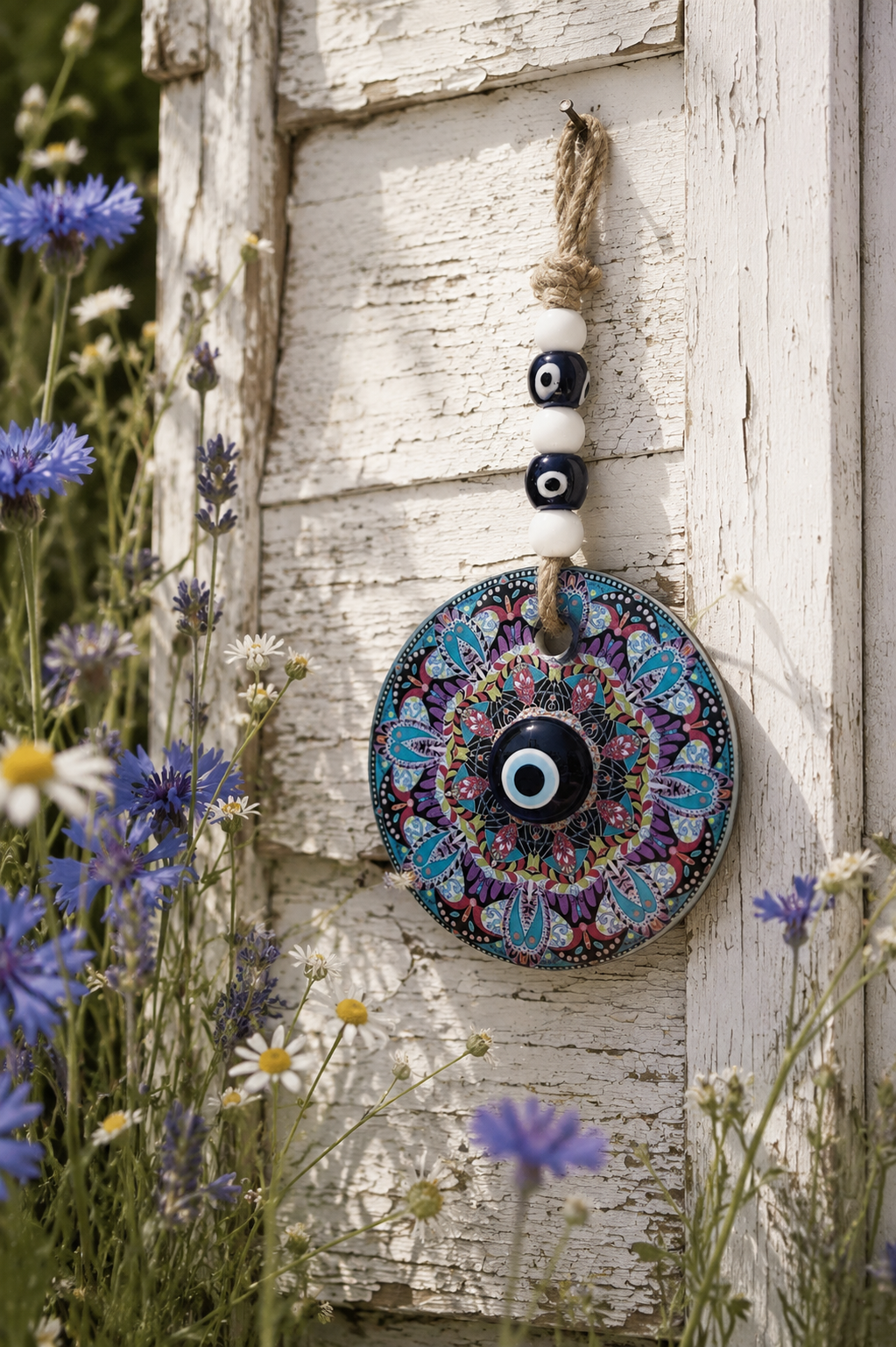 Traditional Mediterranean Glass Evil Eye Wall Decor