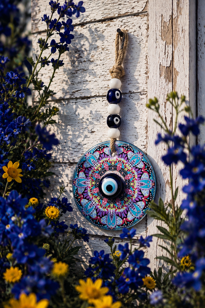 Traditional Mediterranean Glass Evil Eye Wall Decor