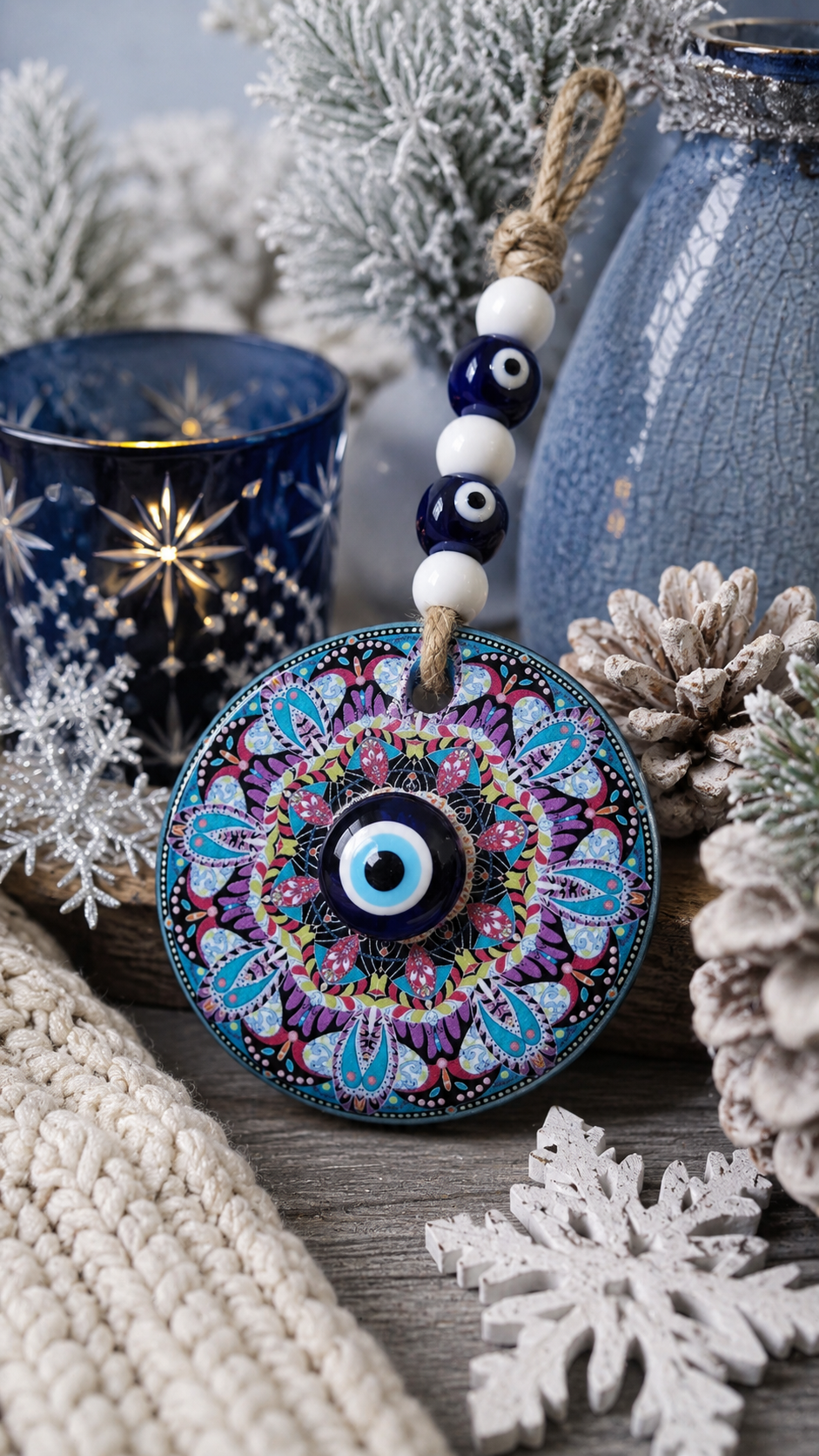 Traditional Mediterranean Glass Evil Eye Wall Decor