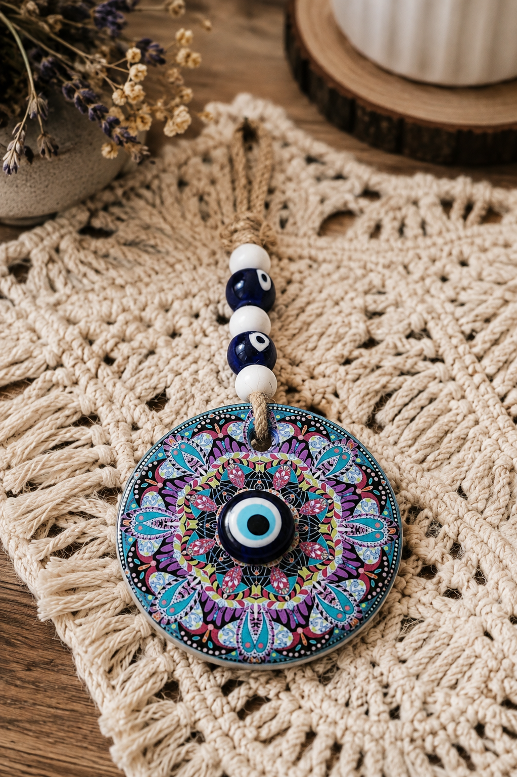 Traditional Mediterranean Glass Evil Eye Wall Decor