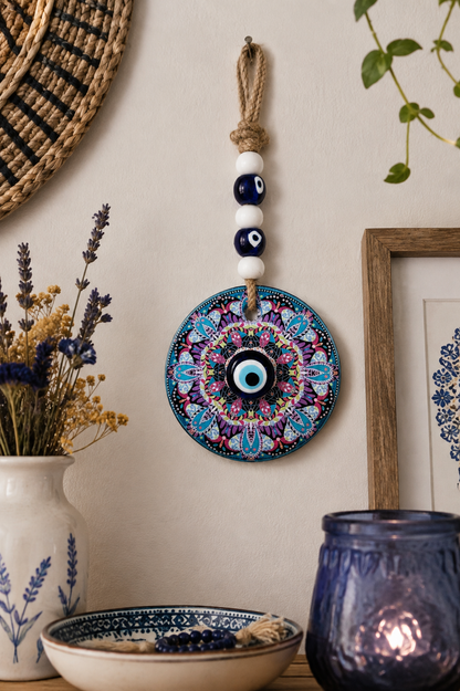 Traditional Mediterranean Glass Evil Eye Wall Decor