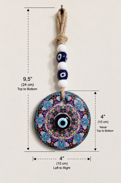 Traditional Mediterranean Glass Evil Eye Wall Decor, Mandala