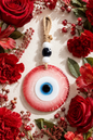 Handmade Glass Evil Eye Wall Hanging, Red