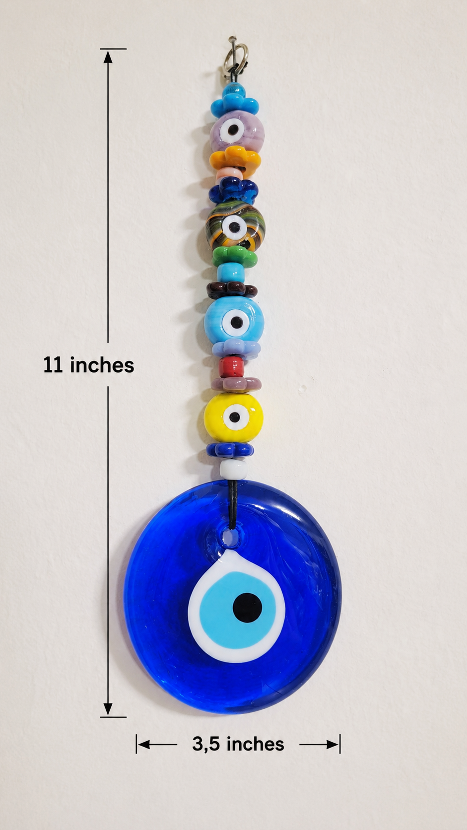Glass Evil Eye Wall Hanging with Assorted Beads