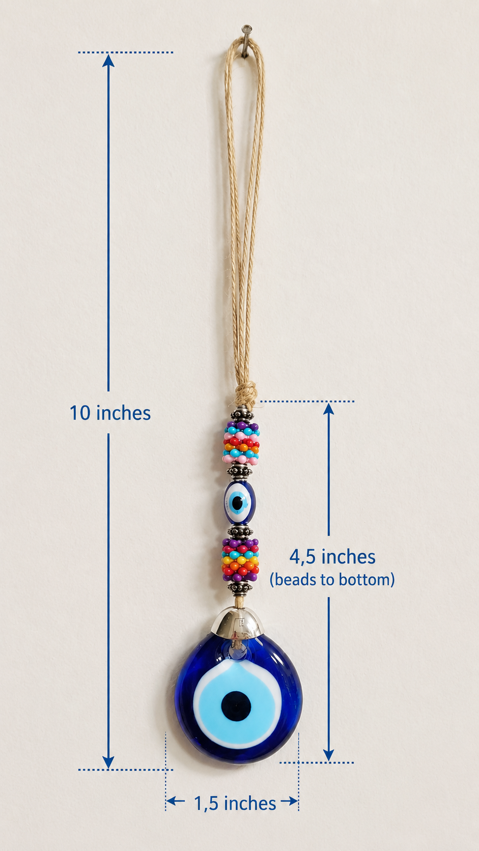 Glass Evil Eye Hanging Decor with Colorful Beads