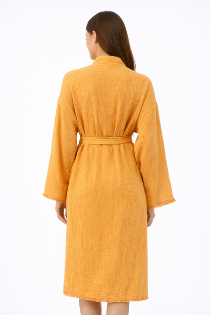Cotton Muslin Robe, Lightweight Kimono Lounge Robe for Women