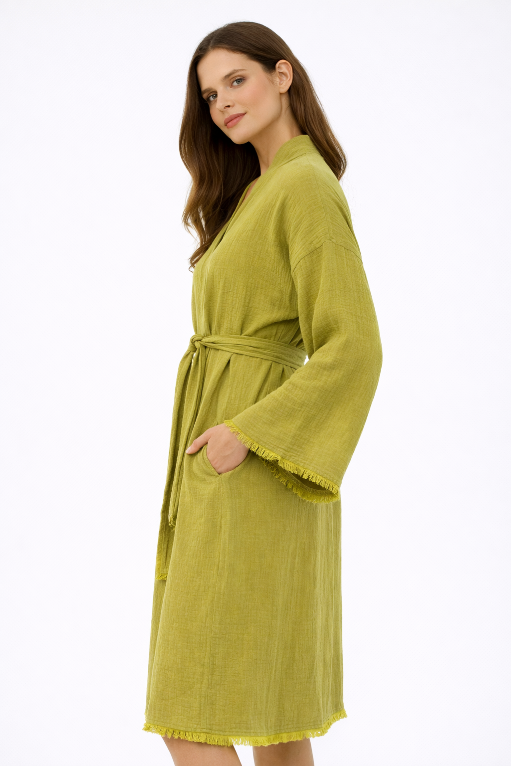 Cotton Muslin Robe, Lightweight Kimono Lounge Robe for Women