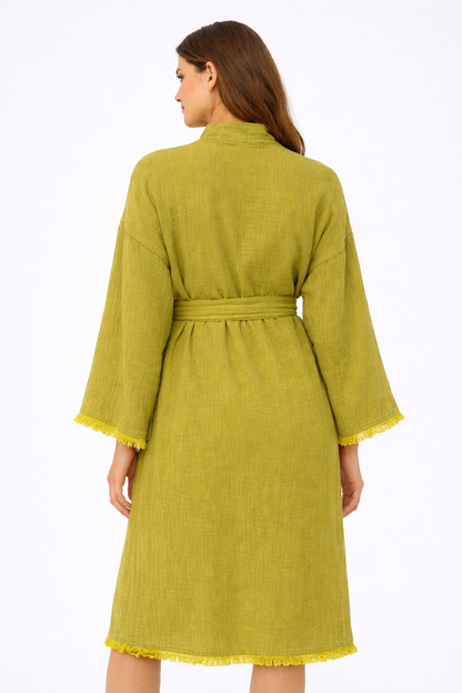 Cotton Muslin Robe, Lightweight Kimono Lounge Robe for Women