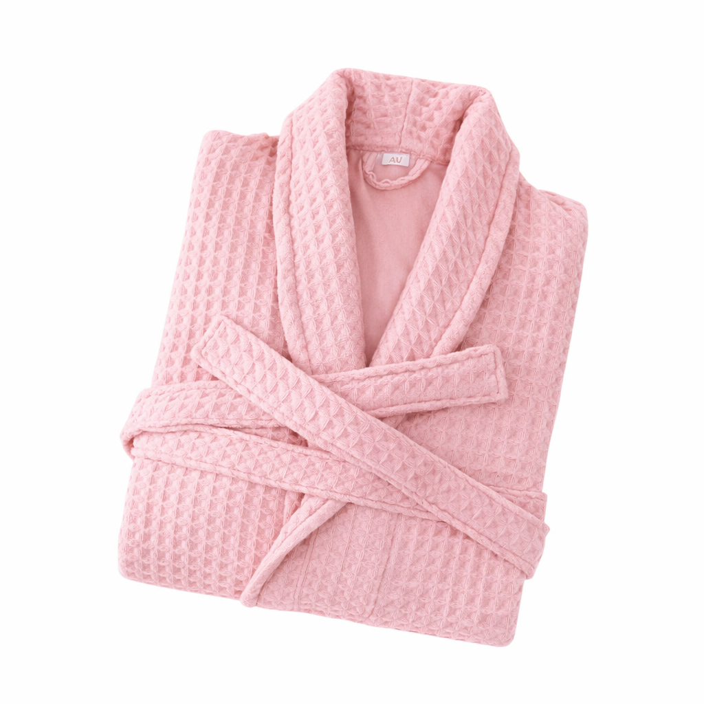 Luxury Cotton Waffle Bathrobe, Unisex Knee Length Spa, Hotel Robe