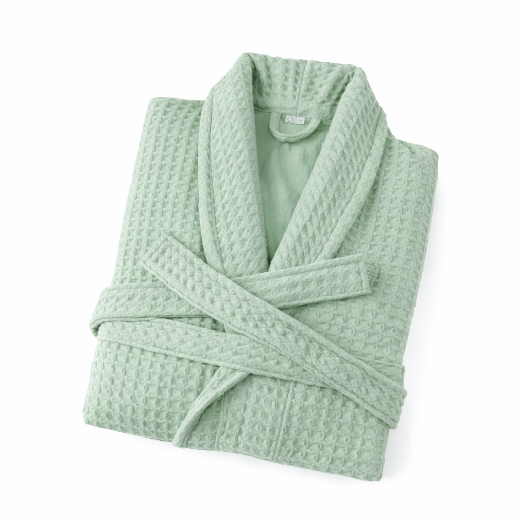 Luxury Cotton Waffle Bathrobe, Unisex Knee Length Spa, Hotel Robe