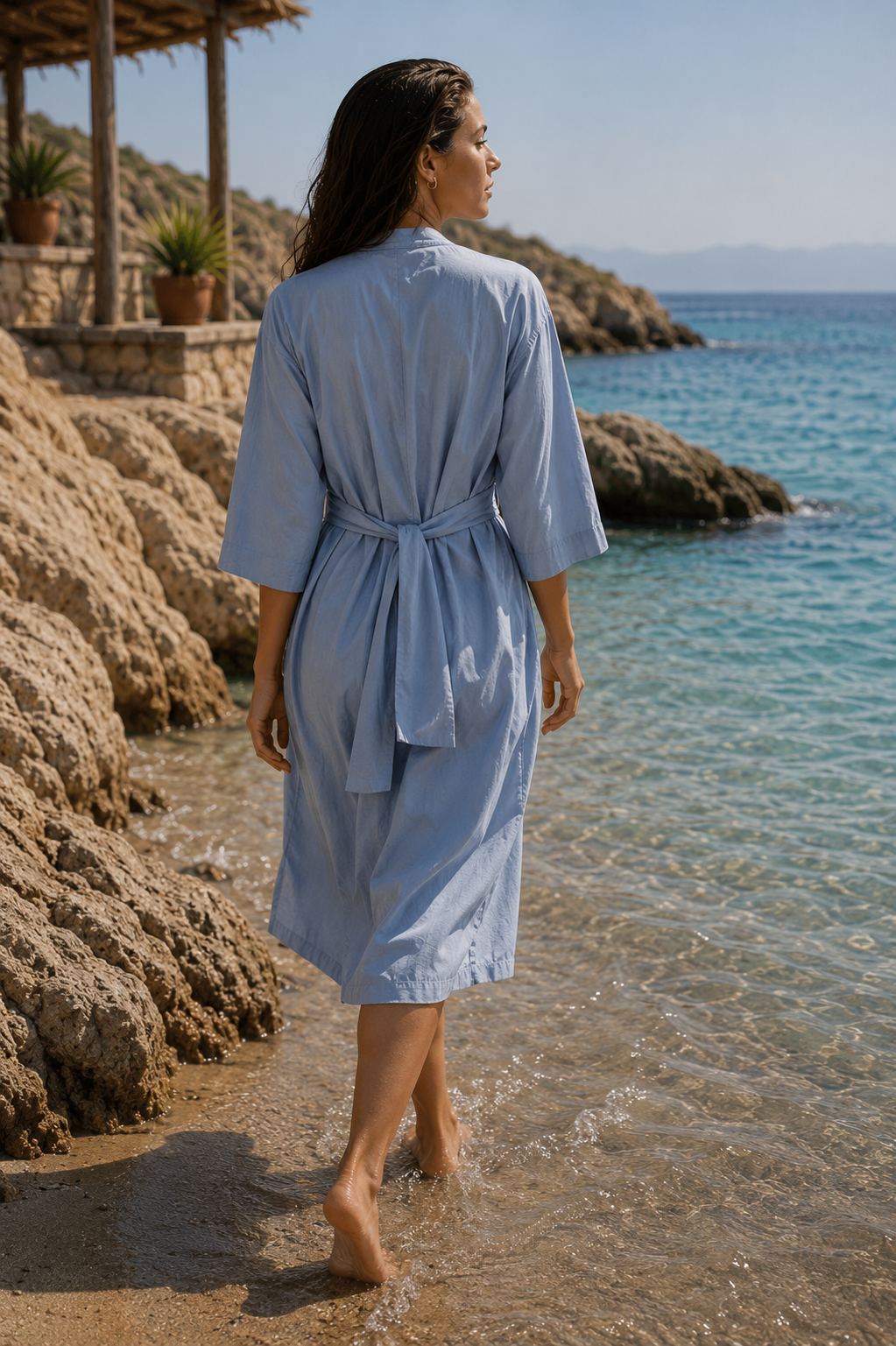 Kimono Robe Dress, Lightweight Resort Wear, Lounge Robe and Beach Cover Up