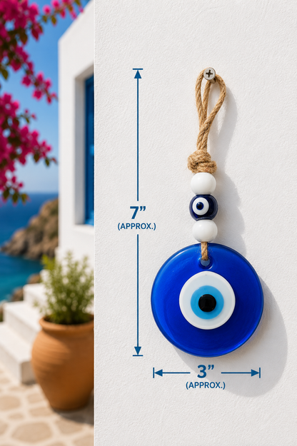 Evil Eye Wall Hanging, Handmade Glass Home Decor Matte Blue fusion