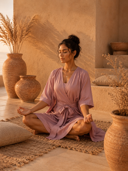 Kimono Robe Dress, Lightweight Resort Wear, Lounge Robe and Beach Cover Up