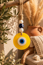Evil Eye Wall Hanging, Handmade Glass Home Decor Yellow fusion