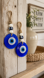 Evil Eye Wall Hanging, Handmade Glass Home Decor Matte Blue fusion