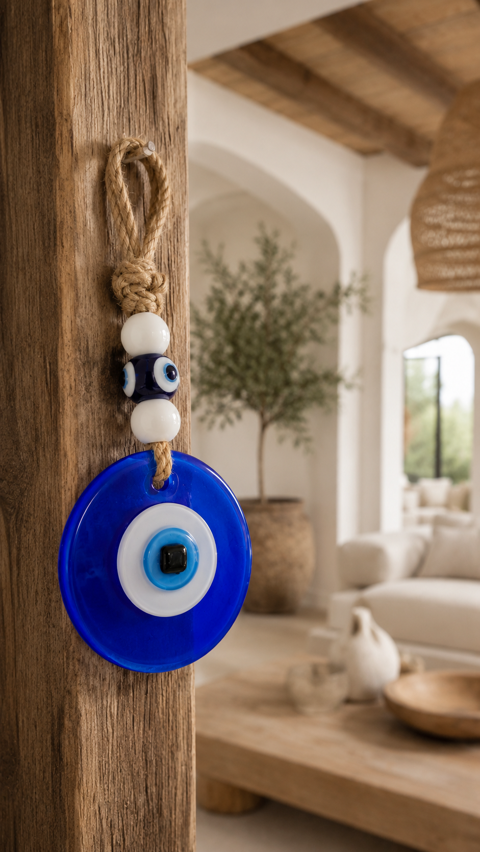 Evil Eye Wall Hanging, Handmade Glass Home Decor Matte Blue fusion
