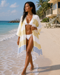 Beach cover up, Beach Dress open front - Mustard