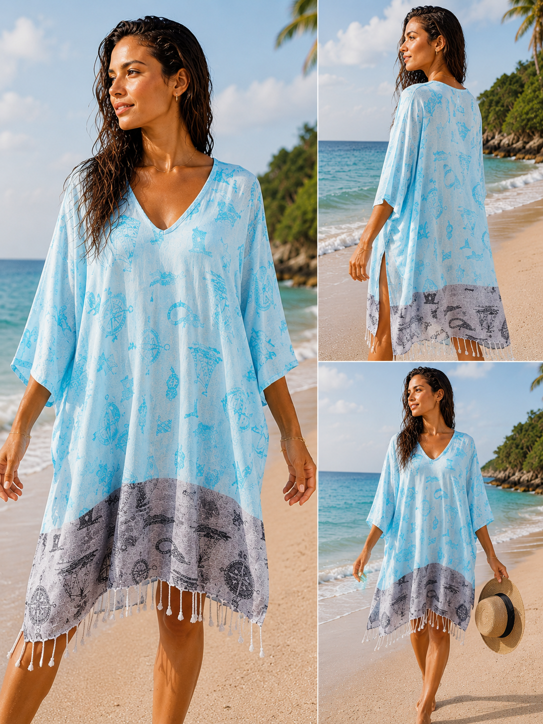 Dress, Beach cover up, Beach Dress - Blue