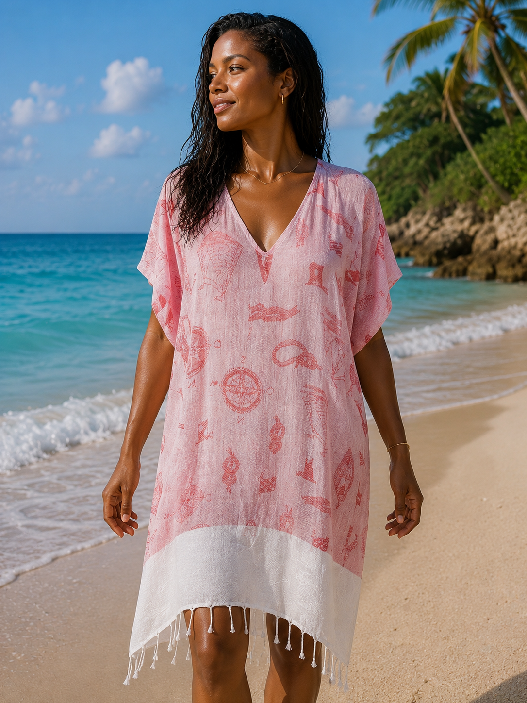 Dress, Beach cover up, Beach Dress - Red