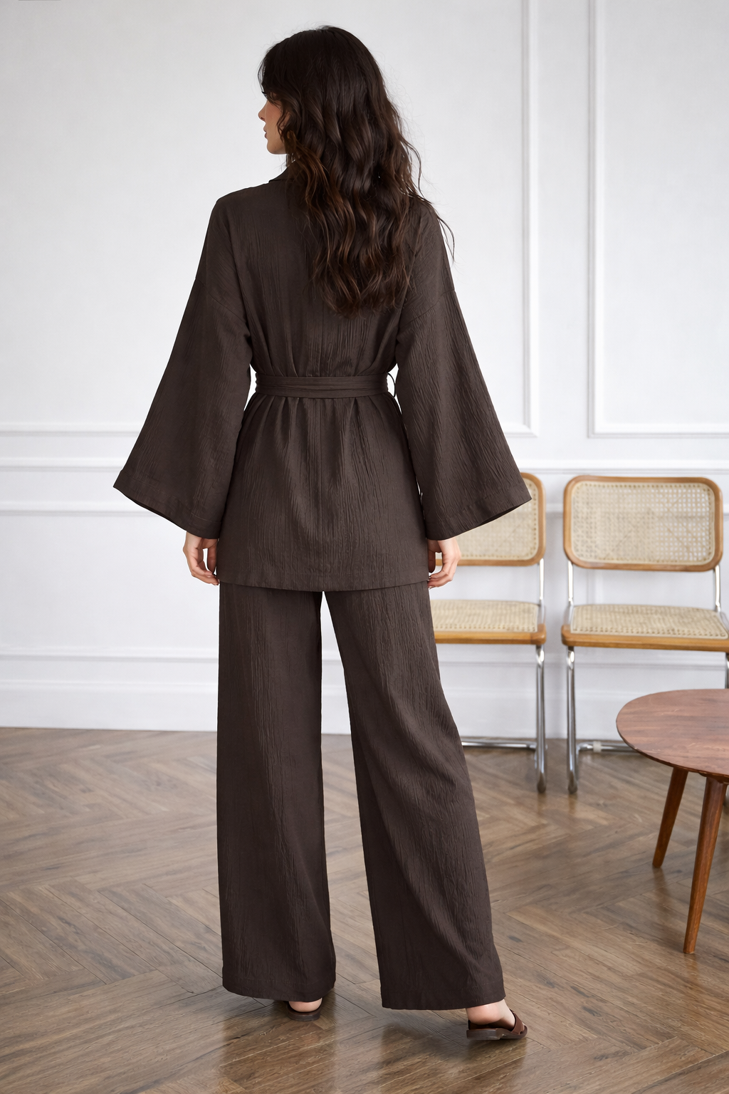 Breathable Muslin Set for Women, Versatile Everyday Wear, Brown