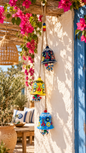 Handmade Turkish Ceramic Bell Wind Chime Evil Eye Home Decor