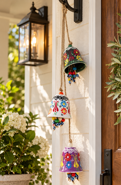 Handmade Turkish Ceramic Bell Wind Chime Evil Eye Home Decor