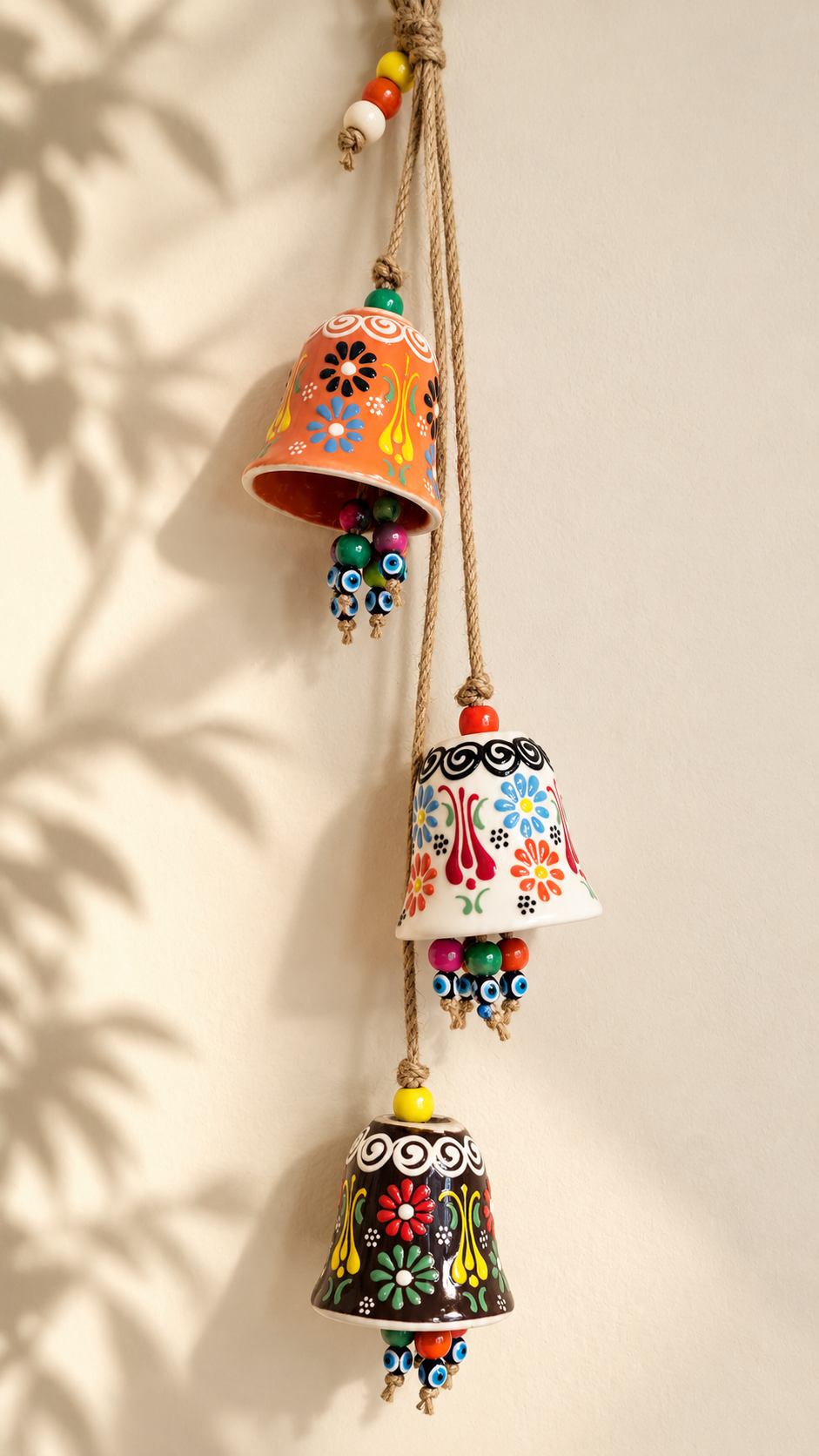 Handmade Turkish Ceramic Bell Wind Chime Evil Eye Home Decor